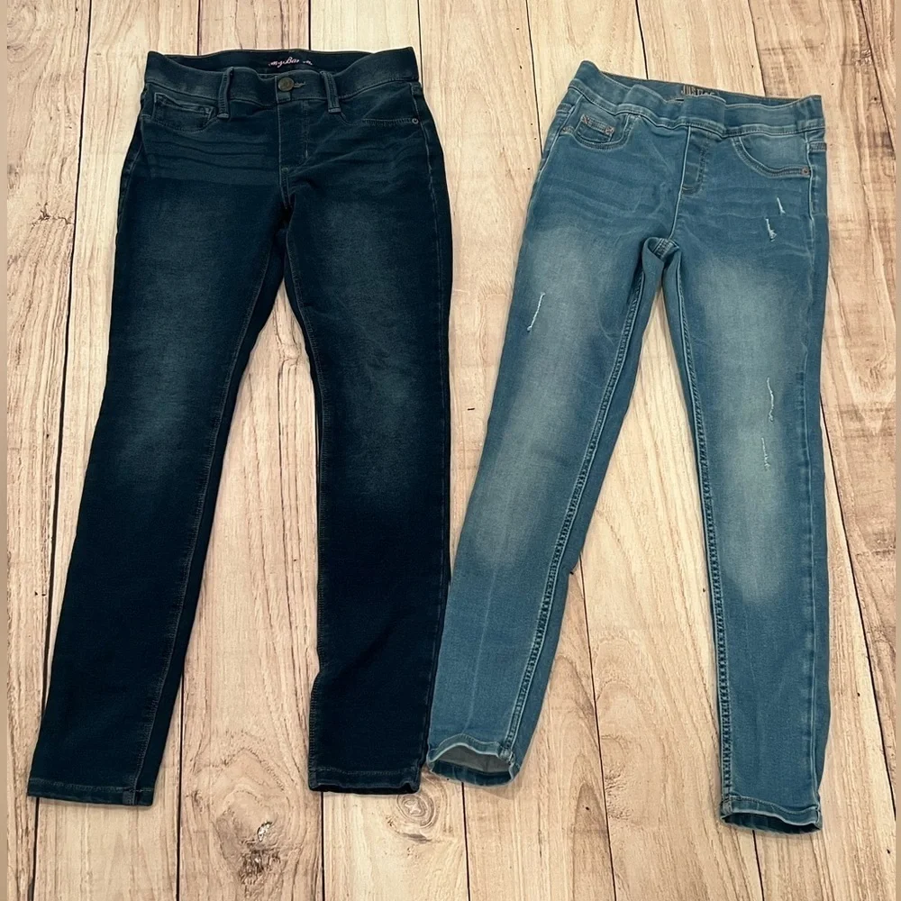 Justice Girls Size 12 Denim Bundle 2 Skinny Jeans + Button Front Skirt Y2K